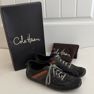 Cole Haan Nike Air Black Leather Lace Up Driving Sneakers Shoes Comfort Mens 11
